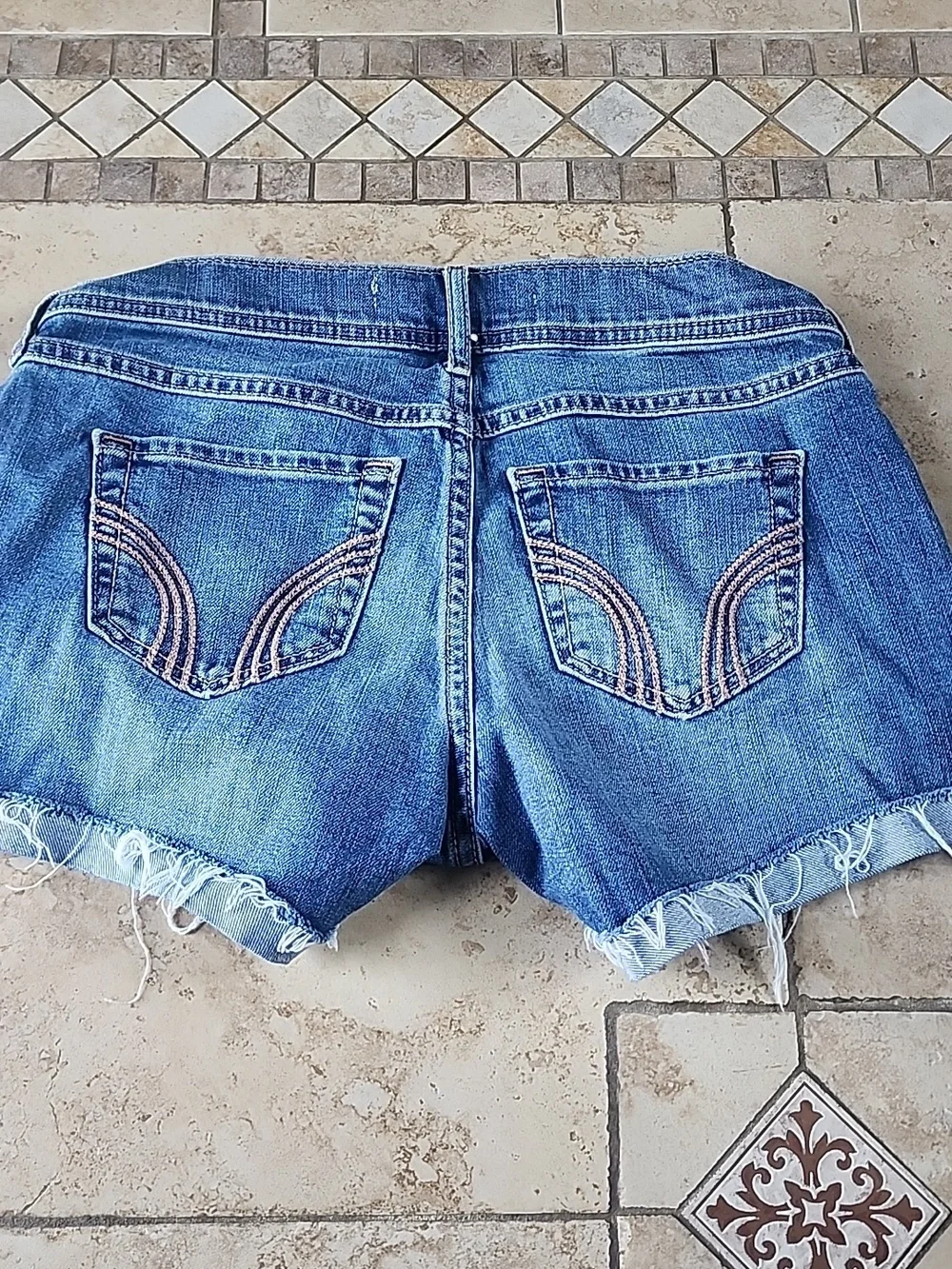 Hollister Low Rise Casual Women's Blue Denim Cutoff Shorts